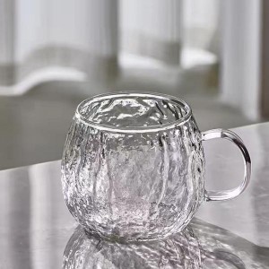 Wholesale Hammered Borosilicate Glass Mug with Colored Handle | Glasswaretalk