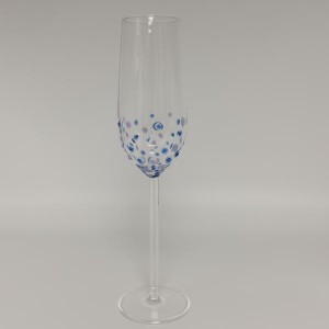 Blue & Purple Confetti Polka Dot Champagne Flute | Glasswaretalk