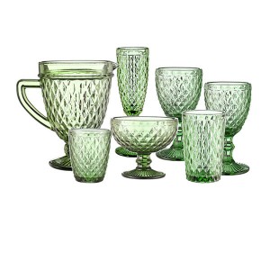 solid color pressed glassware sets