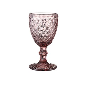 Pink Vintage Pattern Embossed Lead-free Glassware Set