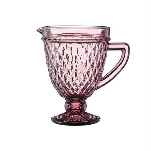 Pink Vintage Pattern Embossed Lead-free Glassware Set