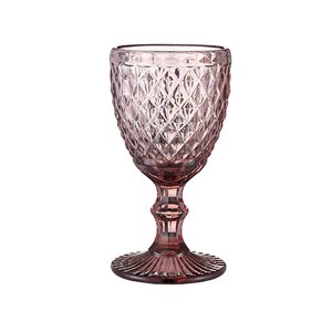 Pink Vintage Pattern Embossed Lead-free Glassware Set