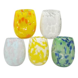 Recycled Colorful Speckled Stemless Wine Glasses Set of 5
