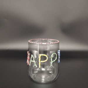 Glass Tumbler With Line Technique MANUFACTURER MADE IN CHINA
