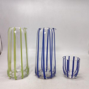 Colorful Striped Glass Carafe and Tumbler Set | Glasswaretalk