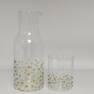 Colorful Confetti Polka Dot Glass Carafe and Tumbler Set | Glasswaretalk