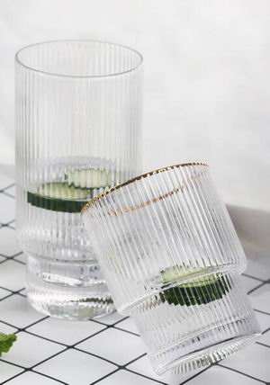 Gentle Ribbed Design Hand Made Glass Tumblers Hiball Glass & Carafes