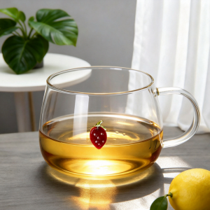 Wholesale 300ml High Borosilicate Glass Mug with Fruit Decal & Icon | Glasswaretalk