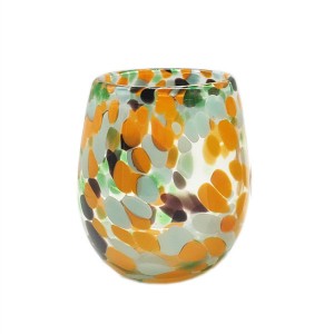 Multi Colored Stemless Handblown Wine Glass Set – Murano Glasses – Colored Stemless Glasses Set