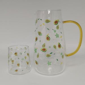 Cute Avocado Printed Glass Pitcher and Tumbler Set | Glasswaretalk