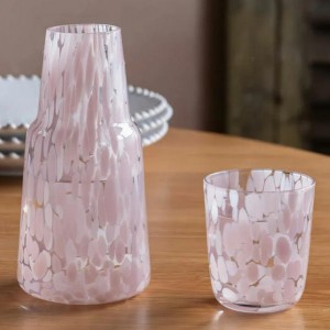 Pink Speckled Glass Carafe and Tumbler Set | Glasswaretalk