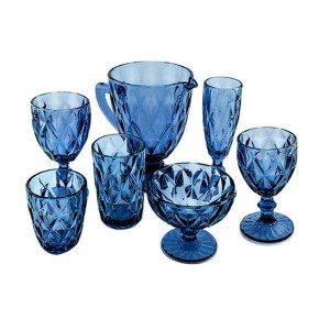 China Blue Vintage Pressed Glassware Collection