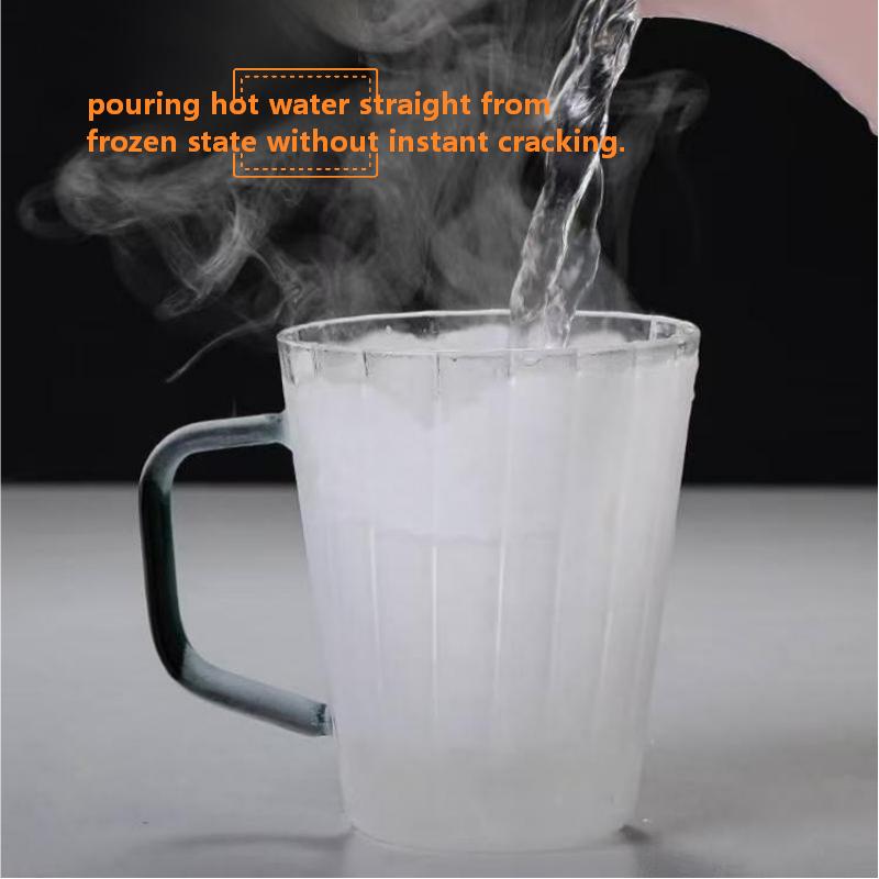 Wholesale Nordic Style Ribbed Borosilicate Glass Mug with Handle