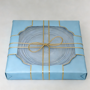 Sprayed Color +Gold Rim Glass Charger Plate Supplier