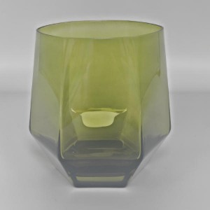 Olive Green Geometric Glassware Set – Artisanal Solid Color Highball & Tumbler