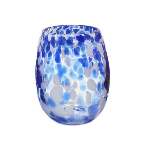 Multi Colored Stemless Handblown Wine Glass Set – Murano Glasses – Colored Stemless Glasses Set
