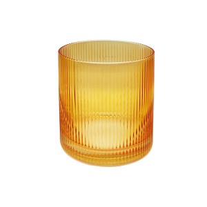 Amber Ribbed Vertical Glass Jar With Tumbler Exporter