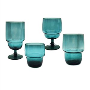 New Cyan Stackable Shape Solid Color  Glass Sets