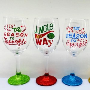 Lead-Free Glass Christmas Wine Glasses