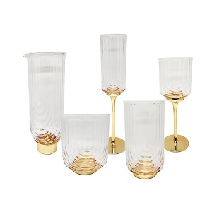 Gatsby Gold Footed Glass Cocktail Carafe & Drinking Glasses