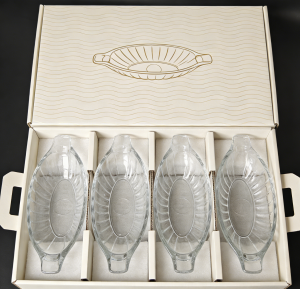 vintage crystal clear glass dishes, oval bowls for banana splits or ice cream sundaes