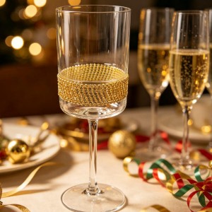 Lead-free Crystal Wine Glasses With Rhinestones
