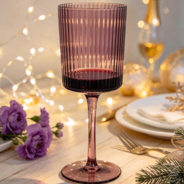 Smoky Purple Ribbed Wine Glass Featured Image
