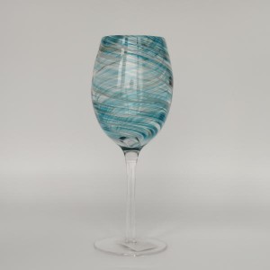 Ocean Blue Swirl Wine Glass | Glasswaretalk