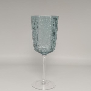 Muted Blue Ice-Textured Wine Glass | Glasswaretalk