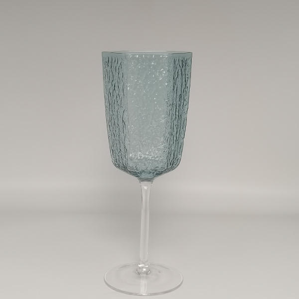 Muted Blue Ice-Textured Wine Glass | Glasswaretalk Featured Image