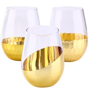 Gold Electroplated Glass Tumbler – Ideal for Cocktails, Whiskey & Water