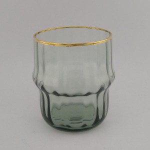 Luxury Gold Rim Vintage Green Wave Glass Cup | Glasswaretalk