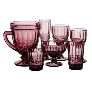 Vintage Pattern Embossed High Clear Glassware Set