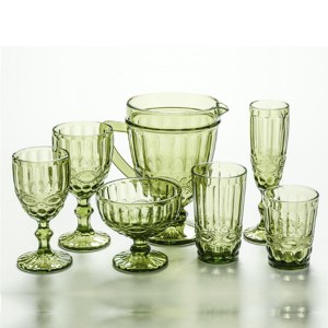 solid color pressed glassware sets