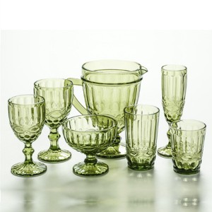 Green Embossing Fancy Glassware Collection