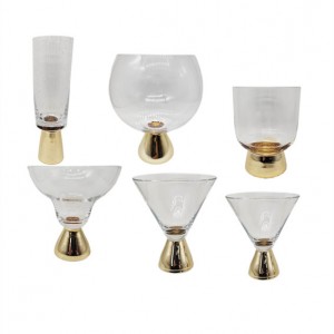 Gold Funnell Shaped Cocktail Martini Glasses