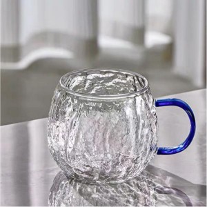 Wholesale Hammered Borosilicate Glass Mug with Colored Handle | Glasswaretalk