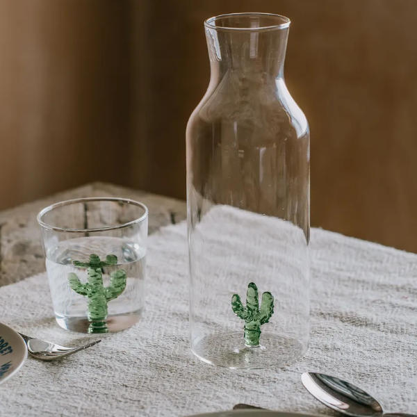 Cactus Figurine Glass Carafe and Cup Set | Glasswaretalk Featured Image