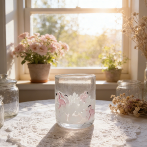 Various tumblers with different patterns confetti & ** icon glass