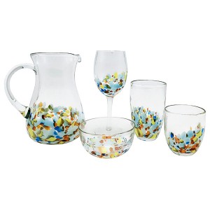 Handmade Tropical Confetti Recycled Glassware Collection