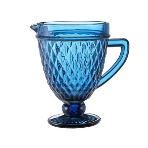 Blue Pressed Decorative Glassware Set for Drinking