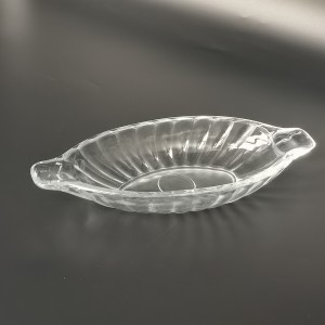 vintage crystal clear glass dishes, oval bowls for banana splits or ice cream sundaes