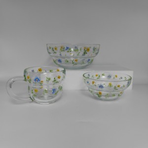 Vintage Durable Heat Resistant Clear Glass Bowls And Mugs