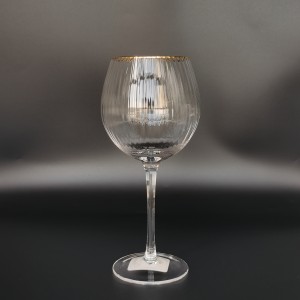 RIBBED GLASS SET +GOLD RIM MADE IN CHINA