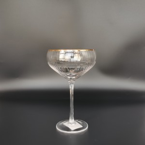 RIBBED GLASS SET +GOLD RIM MADE IN CHINA