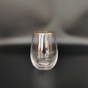 RIBBED GLASS SET +GOLD RIM MADE IN CHINA