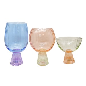 Colorful Vertical Stripe Glass Cups Set