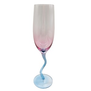 Curved Blue Stem Vintage Wine Glasses