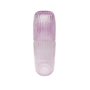High Quality Made Ribbed Optic Mouth Blown Glassware Set