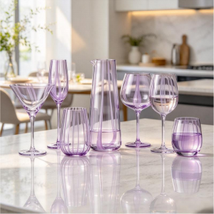 Wholesale Luxury  Lavender Ribbed Drinkware Sets